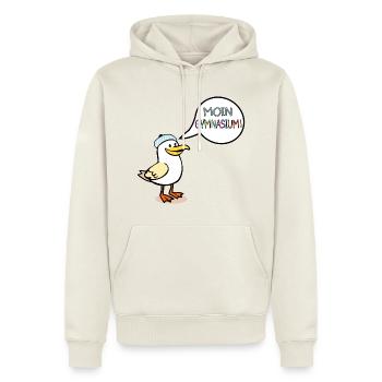 MÖWE GYMNASIUM - Männer Premium Bio Hoodie - Naturweiß - Vorne - Nico (187cm)