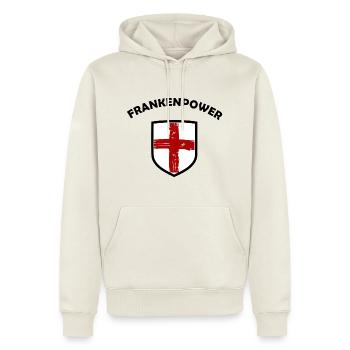 Rotes Franken Kreuz im Schild - Männer Premium Bio Hoodie - Naturweiß - Vorne - Nico (187cm)