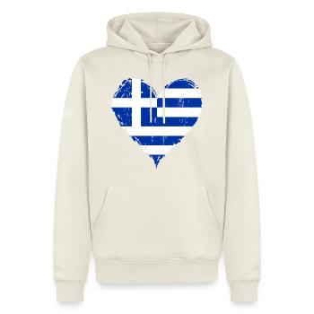 Griechenland Herzflagge Grunge - Männer Premium Bio Hoodie - Naturweiß - Vorne - Nico (187cm)