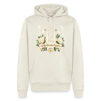 14. Hochzeitstag , 14 Jahre , Elfenbeinhochzeit  - Männer Premium Bio Hoodie - Naturweiß - Vorne - Nico (187cm)