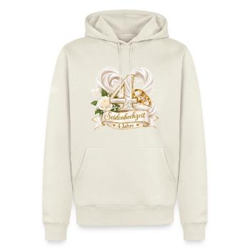 4.Hochzeitstag , Seidenhochzeit 4 Jahre  - Männer Premium Bio Hoodie - Naturweiß - Vorne - Nico (187cm)