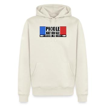 Picole nationale - Sweat à capuche Premium bio Homme - blanc cassé - Devant - Nico (187cm)