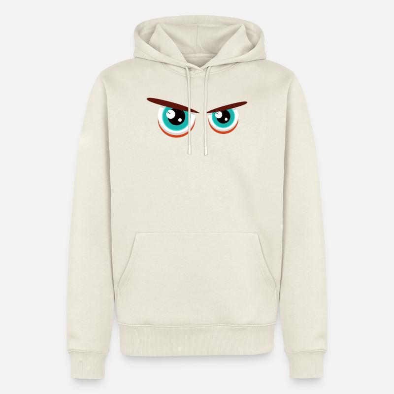 Intensive Blickblicke mit angespannter Mimik - Männer Premium Bio Hoodie - Naturweiß
