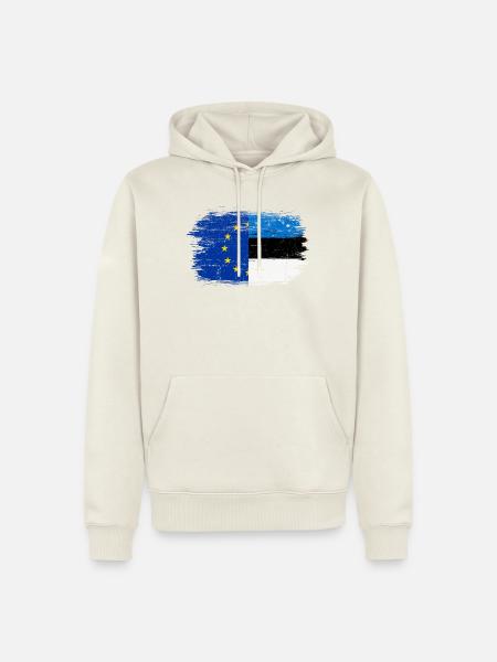 Fusion der EU-deutschen Flagge - Männer Premium Bio Hoodie - Naturweiß