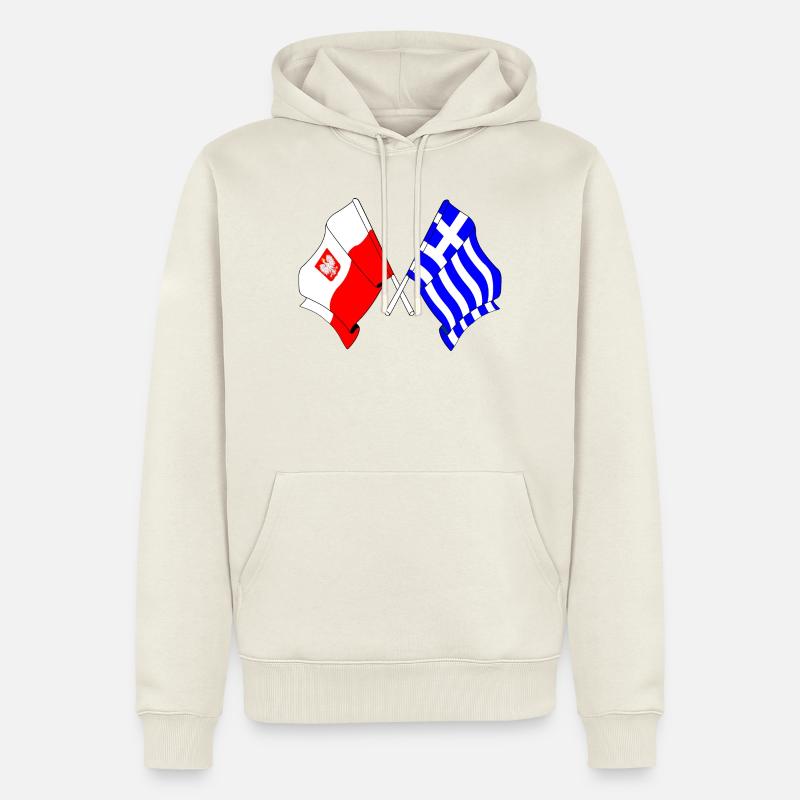 Drapeau Pologne, drapeau Grèce - Sweat à capuche Premium bio Homme - blanc cassé