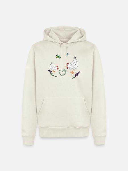 Hühner - Männer Premium Bio Hoodie - Naturweiß