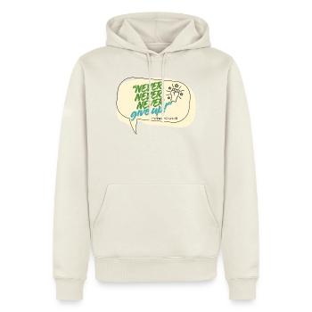 Never Give Up Winston Churchill Zitat - Männer Premium Bio Hoodie - Naturweiß - Vorne - Nico (187cm)