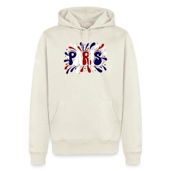 Paris Graffiti & Splash Blue White Red - Männer Premium Bio Hoodie - Naturweiß - Vorne - Nico (187cm)