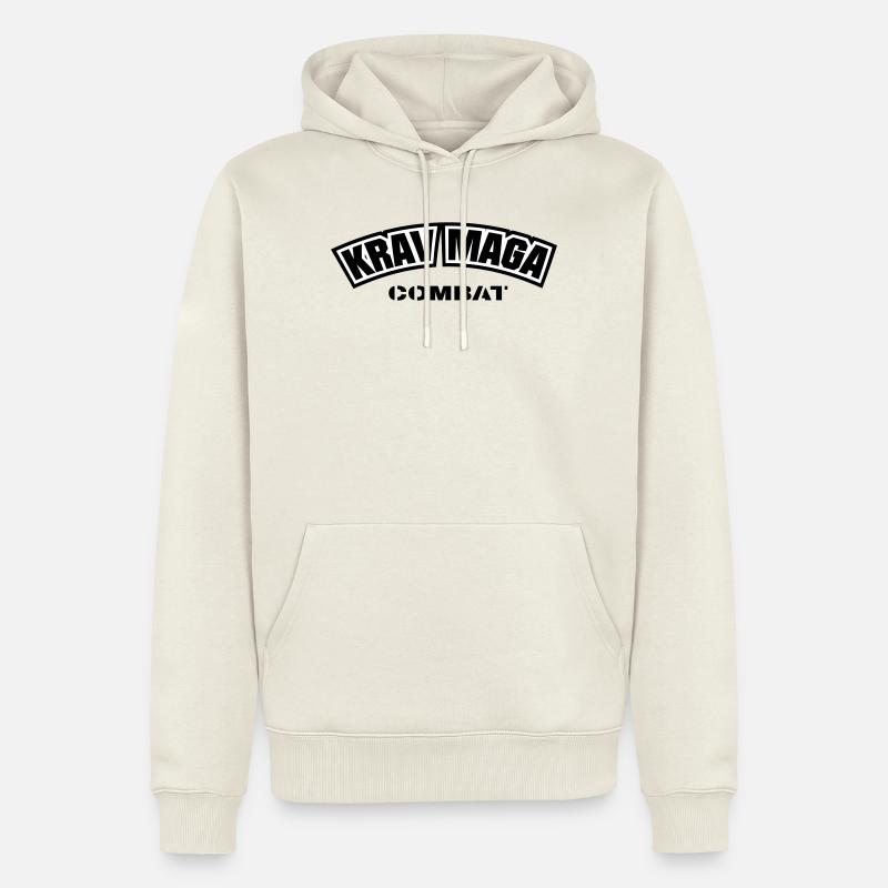 KravMaga Combat - Sweat à capuche Premium bio Homme - blanc cassé