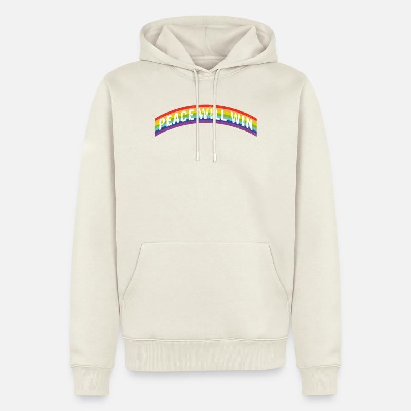 Rainbow Regenbogen Peace will win - Männer Premium Bio Hoodie - Naturweiß