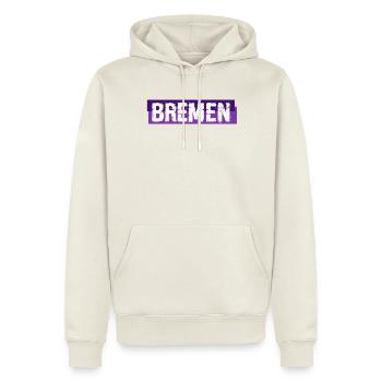 Bremen - Hansestadt - Banner - Männer Premium Bio Hoodie - Naturweiß - Vorne - Nico (187cm)