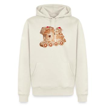 verzierte Lebkuchen Lokomotive für Weihnachten - Männer Premium Bio Hoodie - Naturweiß - Vorne - Nico (187cm)