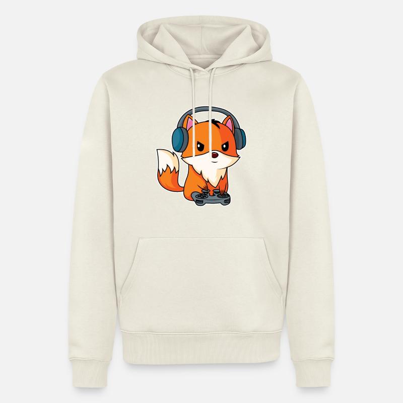 Gaming Fox - Conception Fox Player - Sweat à capuche Premium bio Homme - blanc cassé