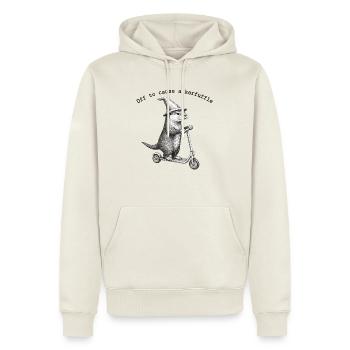 Off to cause a kerfuffle Otter mit Zaubererhut - Männer Premium Bio Hoodie - Naturweiß - Vorne - Nico (187cm)