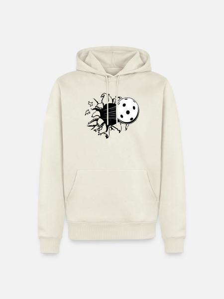 Floorball , Unihockey , Hockey , Loch  - Männer Premium Bio Hoodie - Naturweiß