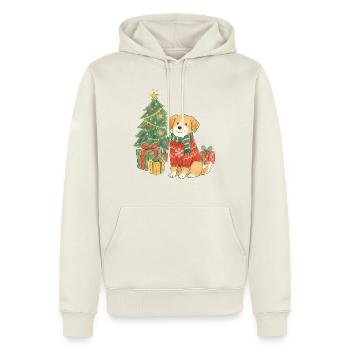 Weihnachtshund im Pullover - Männer Premium Bio Hoodie - Naturweiß - Vorne - Nico (187cm)