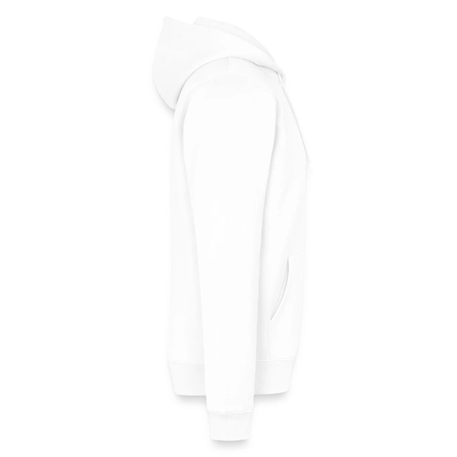 Mount Olympus badge on a men’s premium organic hoodie, white, right