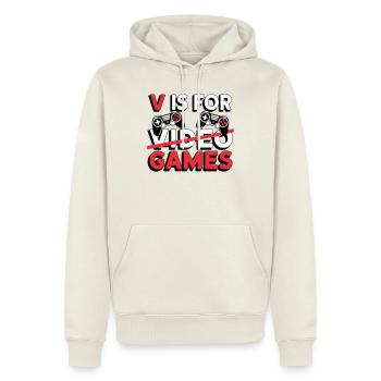 V comme Jeux Vidéo Amusants - Sweat à capuche Premium bio Homme - blanc cassé - Devant - Nico (187cm)