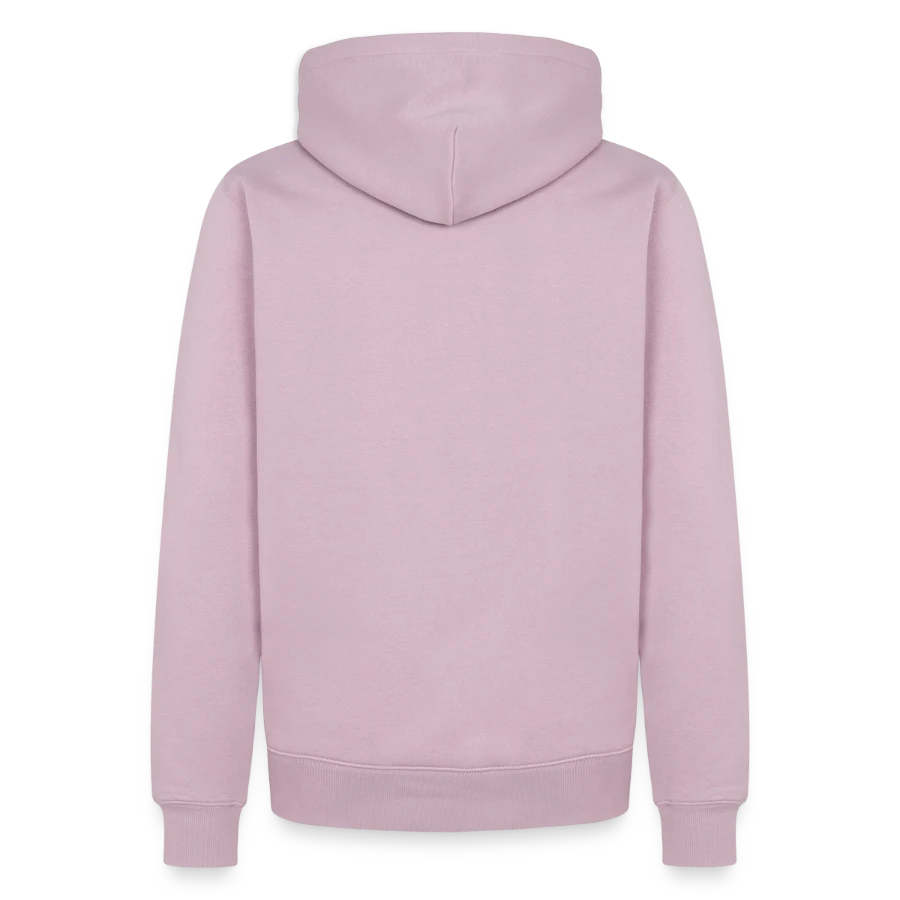 Salt Harbour badge on a men’s premium organic hoodie, dusky pink, back