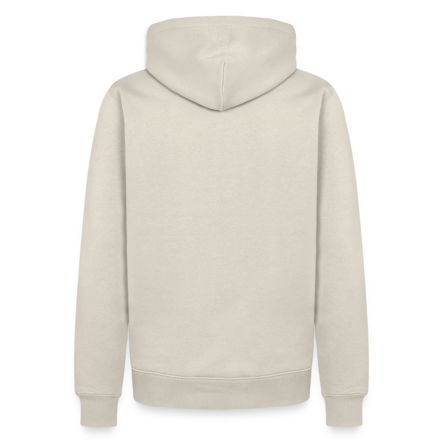 Salt Harbour badge on a men’s premium organic hoodie, beige, back