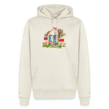 Maison de rêve pour tomber amoureux - Villa avec grand jardin - Sweat à capuche Premium bio Homme - blanc cassé - Devant - Nico (187cm)