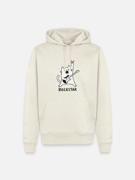 Rock Cat - Männer Premium Bio Hoodie - Naturweiß