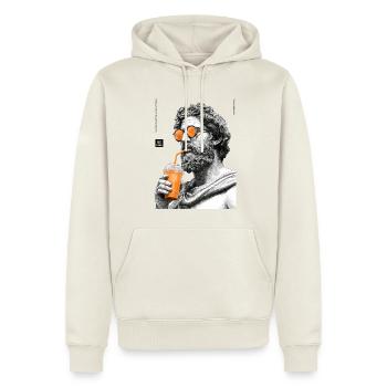 Thinking and drinkin - Männer Premium Bio Hoodie - Naturweiß - Vorne - Nico (187cm)