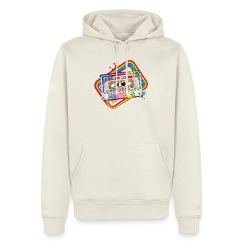 Cassette rétro - Design coloré des années 80 - Sweat à capuche Premium bio Homme - blanc cassé - Devant - Nico (187cm)