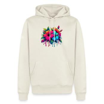 Fleurs d’hibiscus - Sweat à capuche Premium bio Homme - blanc cassé - Devant - Nico (187cm)