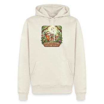 Paresseux Douillet avec Café et Design Ne Pas Déranger - Sweat à capuche Premium bio Homme - blanc cassé - Devant - Nico (187cm)