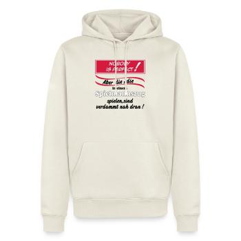 Fanfahrenzug, Spielmannszug,Nobody is perfect(25) - Männer Premium Bio Hoodie - Naturweiß - Vorne - Nico (187cm)