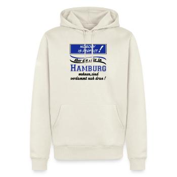 Hamburg , Tradition , Fußball Fan , Nobody (25) - Männer Premium Bio Hoodie - Naturweiß - Vorne - Nico (187cm)