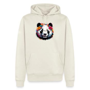 Panda - Männer Premium Bio Hoodie - Naturweiß - Vorne - Nico (187cm)