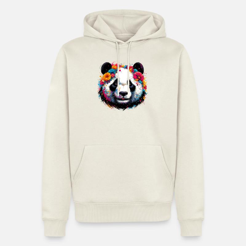Panda - Männer Premium Bio Hoodie - Naturweiß