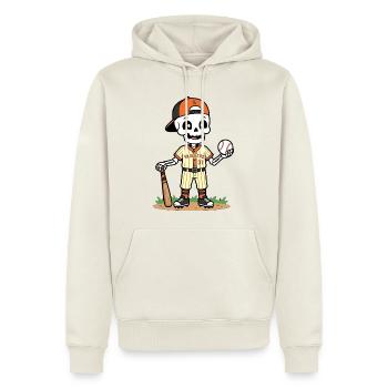 Niedlicher Skelett-Baseballspieler Spooky Halloween - Männer Premium Bio Hoodie - Naturweiß - Vorne - Nico (187cm)