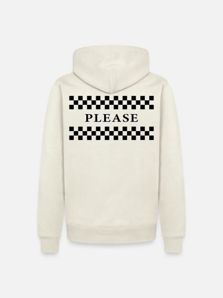 Karos Please - Männer Premium Bio Hoodie - Naturweiß