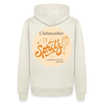 Spritz Clubmitglied Vintage - Männer Premium Bio Hoodie - Naturweiß - Hinten - Nico (187cm)