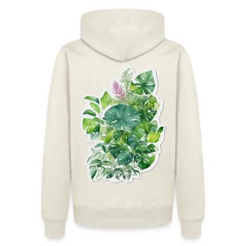 Feuilles de jungle - Sweat à capuche Premium bio Homme - blanc cassé - Dos - Nico (187cm)
