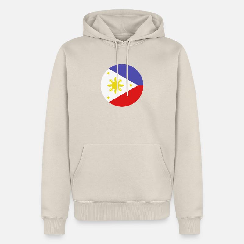Drapeau rond philippin - Sweat à capuche Premium bio Homme - beige