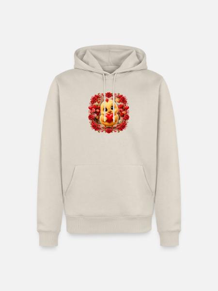Huhn mit Herz - Männer Premium Bio Hoodie - Beige
