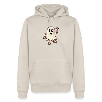 Retro ghost waving hello with a surprised face - Männer Premium Bio Hoodie - Beige - Vorne - Thijin (182cm)