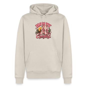 Vintage-rosa Howdy Lady Cowboy-Stiefel - Männer Premium Bio Hoodie - Beige - Vorne - Thijin (182cm)