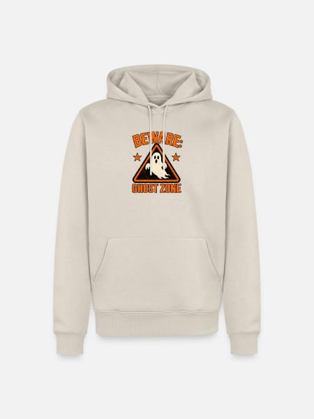 Vorsicht vor Ghost Zone-Schild - Männer Premium Bio Hoodie - Beige