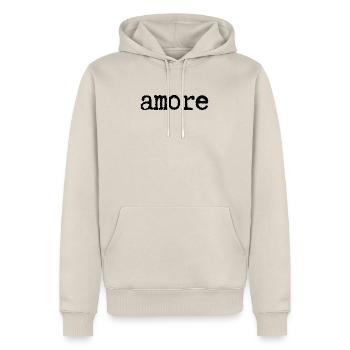 Amore - Men’s Premium Organic Hoodie - beige - Front - Thijin (182cm) & Selfina (174cm)