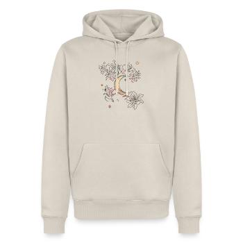 Lune avec des fleurs - Sweat à capuche Premium bio Homme - beige - Devant - Thijin (182cm) & Selfina (174cm)