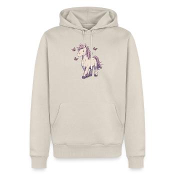 Franges avec des papillons - Sweat à capuche Premium bio Homme - beige - Devant - Thijin (182cm) & Selfina (174cm)