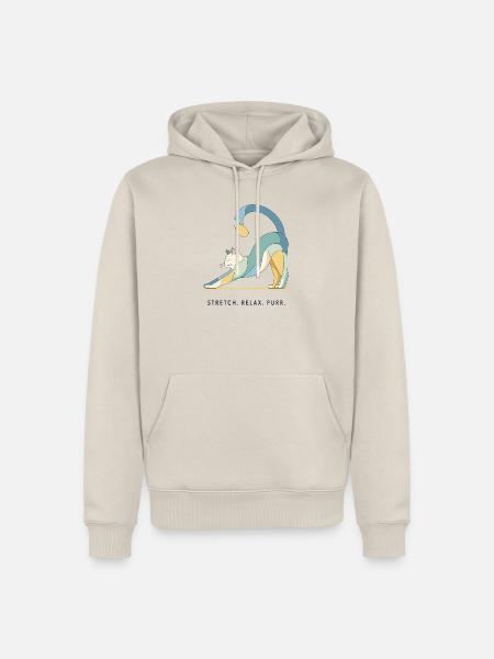Stretch. Relax. Purr. – Katze - Männer Premium Bio Hoodie - Beige