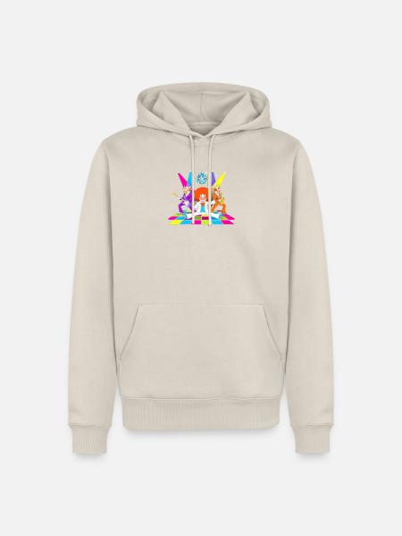 DiscoKuh im Glitzer-Auftritt - Männer Premium Bio Hoodie - Beige