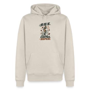 Ride Coffee Repeat Fahrrad Kaffee - Männer Premium Bio Hoodie - Beige - Vorne - Thijin (182cm)