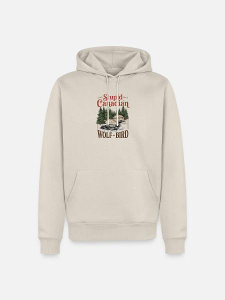Hockey-Meme „Dummer Kanadischer Wolfsvogel“ - Männer Premium Bio Hoodie - Beige